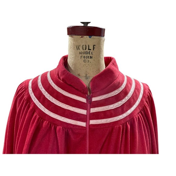 Vintage New Issues Womens House Coat Dark Pink Velour Zippered Pockets OS - Picture 2 of 12